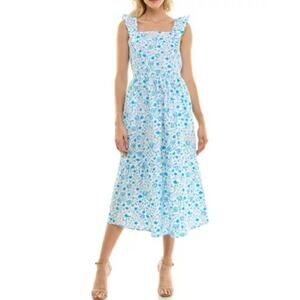 Draper James Women's Flutter Strap Smocked Midi Dress Size Med